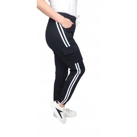 CARGO damskie spodnie bojówki dresy joggery z lampasami