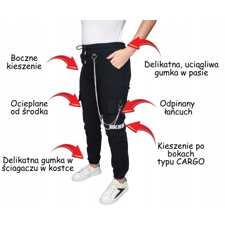 4 KOLORY bojówki OCIEPLANE spodnie damskie dresowe