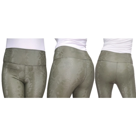 KHAKI Legginsy 3D skóra węża ekoskóra SKAJKA L/XL