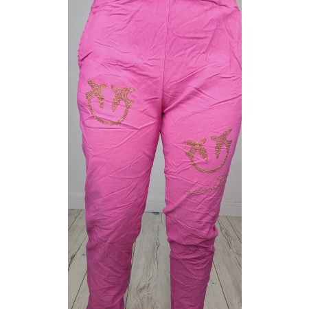GNIECIUCHY spodnie włoskie różowe bardzo elastyczne rozmiar UNIWERSALNY