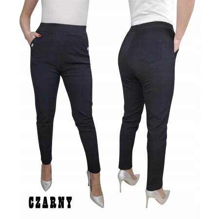 PLUS SIZE XXL-6XL Eleganckie spodnie damskie gładkie 2 KOLORY: czarny , granatowy