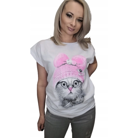 T-shirt KOSZULKA turecka bawełna S - XL kotek