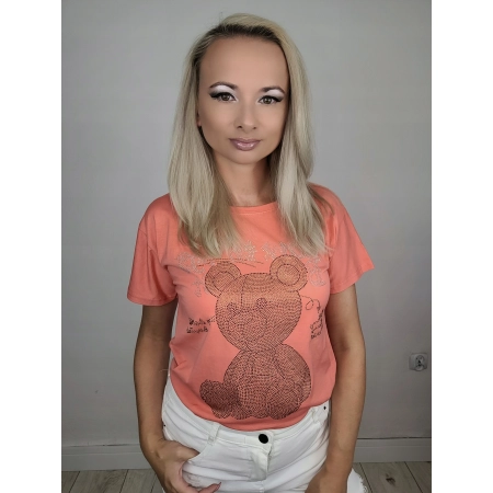 KOLORY T-shirt KOSZULKA bluzka Miś w cyrkonie UNI kolor POMARAŃCZOWY