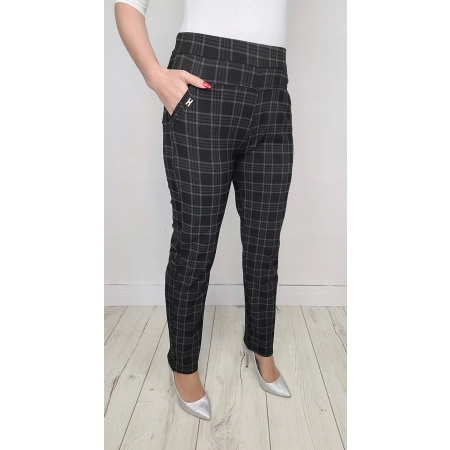 Eleganckie  SPODNIE damskie PLUS SIZE cygaretki w kratę  S-6XL